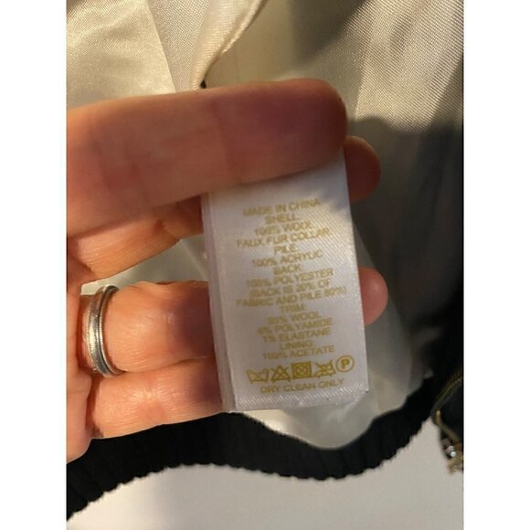 kate spade trina fur collar wool jacket 4 double zipper brown black $698 - Picture 12 of 13